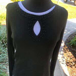 Beaded  black dressy  sweater by Emma James,  Size M